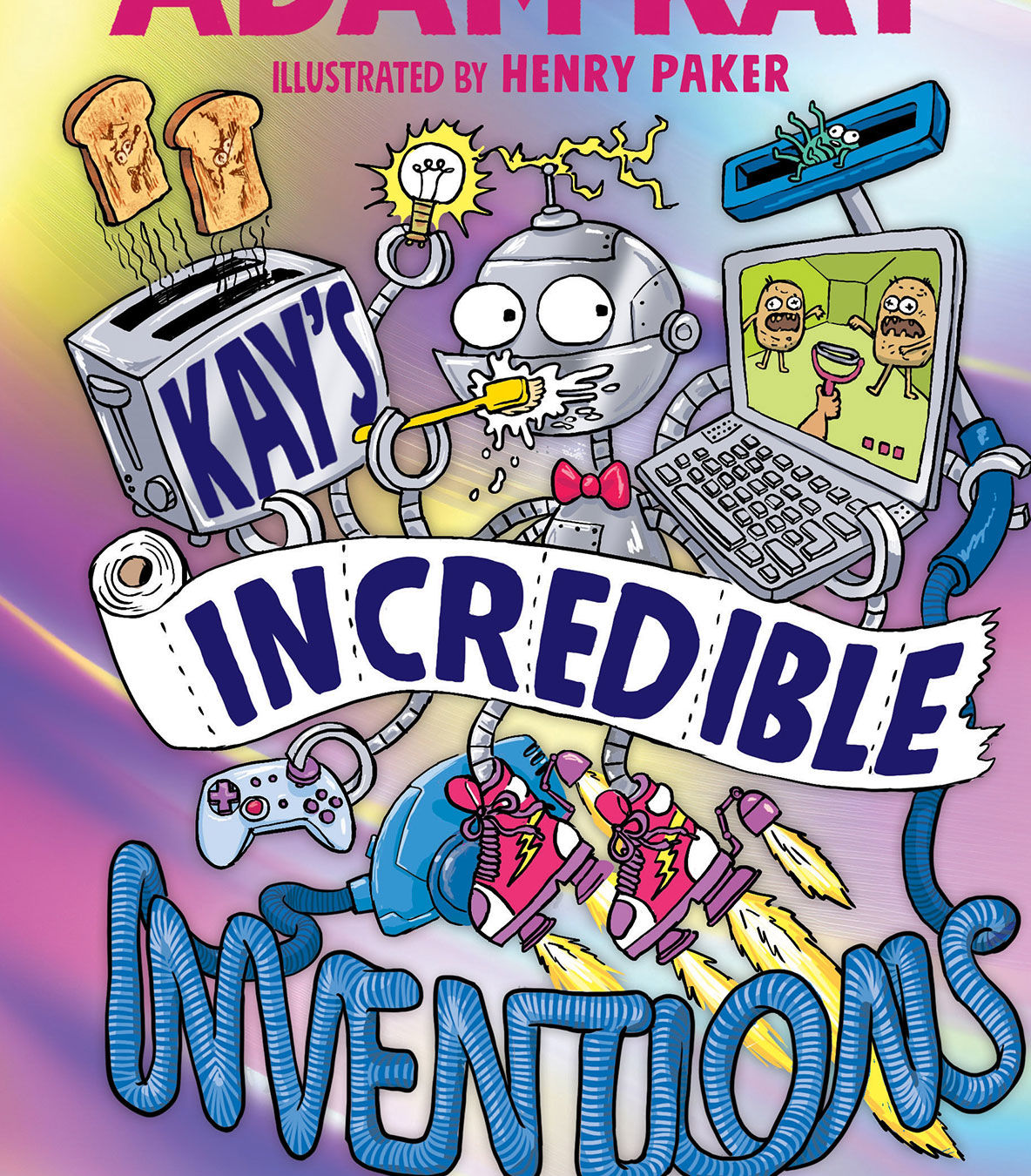 Book jacket for Adam Kay’S INCREDIBLE INVENTIONS. Illustration by HENRY PAKER