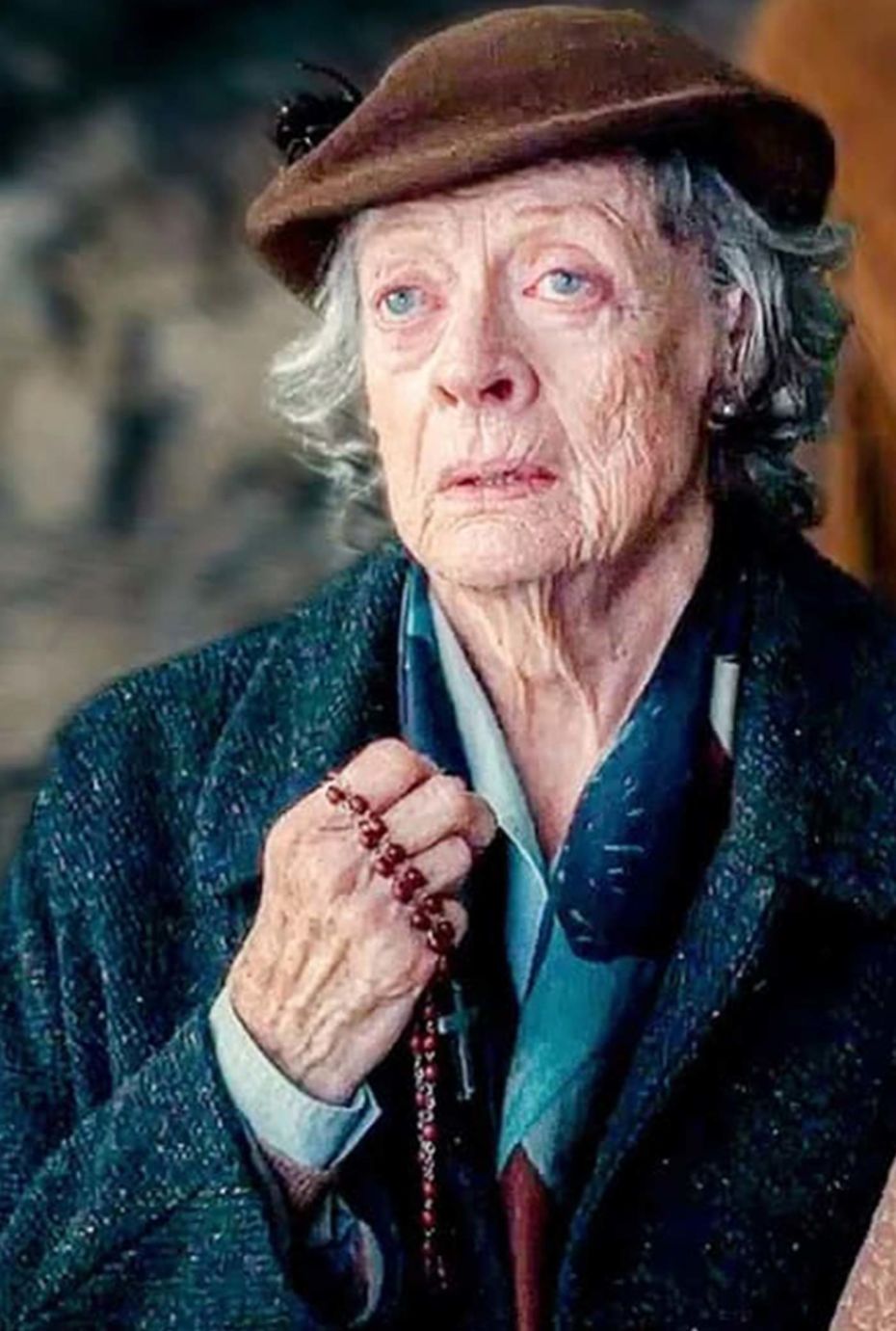 Close up of Maggie Smith in her role as Lily in The Miracle Club